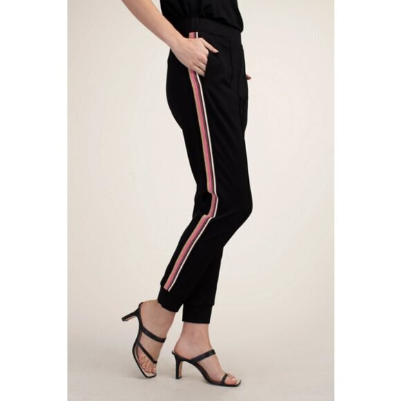 💕TRINA TURK💕 Bop 2 Pant ~ Black with Glitter Rainbow Tuxedo Stripe XXL NWT - Picture 5 of 14